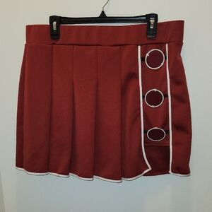 Rust Red Mini Skirt with Decorative Rings